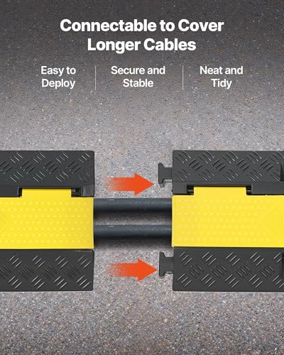 VEVOR Cable Protector Ramp, 22,000 lbs/axle Capacity, 2 Channel Heavy Duty Rubber Cord Hose Wire Cover, 1.3 x 1.2 in Channel, Traffic Speed Bump with Flip-Open Top Cover, for Indoor Outdoor, 1 Pack - style: 2 Channel-1PC
