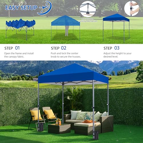 Yaheetech 6.6×6.6 Pop Up Canopy Easy Set-up Tent, Portable Outdoor Canopy Instant Tent, Commercial Gazebo with Wheeled Carry Bag & 4 Sandbags for Home, Party & Outdoor Activities, Blue - color: Blue, size: 6.6×6.6