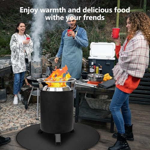 TYLIN Fire Pit Mat for Deck Fireproof, Round Fireproof Under Grill Mat, Oil-Proof Waterproof BBQ Pad for Deck Patio Grass Outdoor Grill Accessories, Portable and Reusable，Black (48x48 inch) - size: 48x48 inch