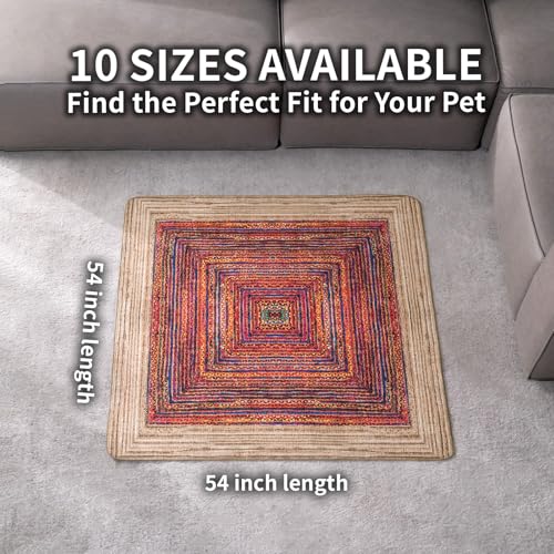 Washable Dog Pee Pads, Vintage Carpet Style, Non-Slip, Leak-Proof, Ultra-Absorbent, Reusable Puppy Training Pads & Mat for Pet Crates, Floors, Whelping & Housebreaking, 2 Pack 54"x54" - color: Sisal Bohemian Print, size: 54" ×54"(pack of 2)