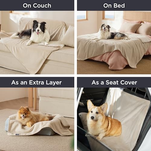 Bedsure Waterproof Blanket for Bed - Sherpa Fleece Waterproof Dog Blankets for Large Dogs, Pet Blankets for Bed/Couch/Dog Crate, Soft Plush Reversible Furniture Protector, Queen Size, 90"x86", Cream - color: Cream, size: Queen(86x90")