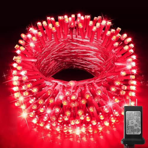KNONEW Outdoor Christmas Lights 300 LED 99ft String Lights 8 Modes & Memory Fairy Light Plug in Waterproof LED String Lights for Xmas Yard Tree Wedding Party Holiday Decorations (Red) - color: Red, size: 99FT 300 LED