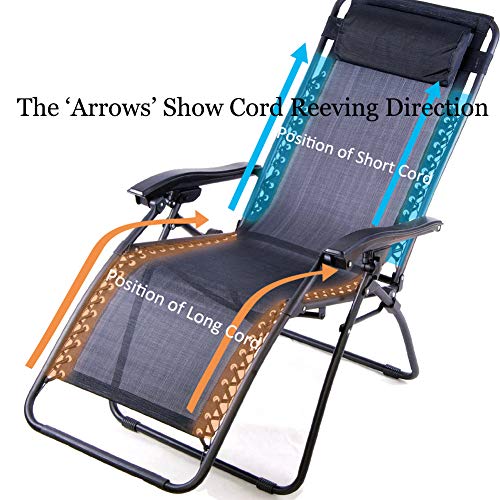 Replacement Cords for Zero Gravity Chair 4 Cords Patio Recliner Repair Laces for Lounge Chair Bungee Chair Antigravity Chair (Coffee) - color: Coffee