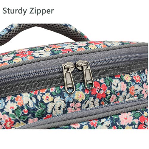 FlowFly Insulated Reusable Lunch Bag Adult Large Lunch Box for Women and Men with Adjustable Shoulder Strap,Front Zipper Pocket and Dual Large Mesh Side Pockets,Floral - color: Floral