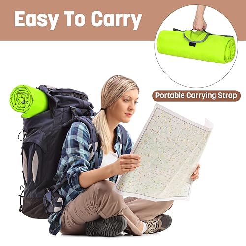 Tirrinia Waterproof Outdoor Blanket with Sherpa Lining, Windproof Triple Layers Warm Comfy Foldable for Camping Stadium, Beach, Picnic, Grass, Concerts, Car, Dog, 51''X 59'' & 59''X 80'' - color: Neon Yellow-green/Grey, size: 59” X 80”