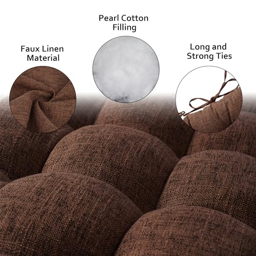 ELFJOY Lounge Chair Cushion Faux Linen Zero Gravity Chair Cushion with Ties Thick Padded Long Bench Cushion for Recliner Chaise Longue Sun Lounger Bench Porch Swing Coffee 63 Inch - color: Coffee