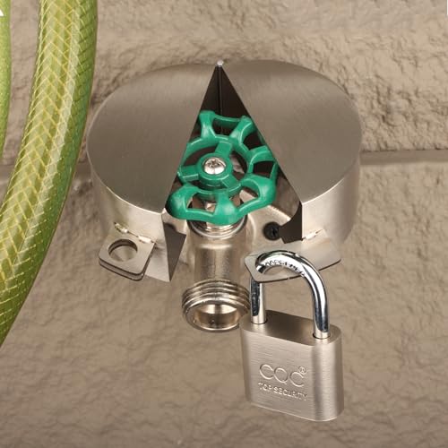 Outdoor Faucet Lock with Padlock Water Spigot Lockout Device Suitable for Garden Hose Bib Water Valve Childproof,Prevent Water Theft and Unauthorized Use of Water, Stainless Steel - color: Stainless Steel