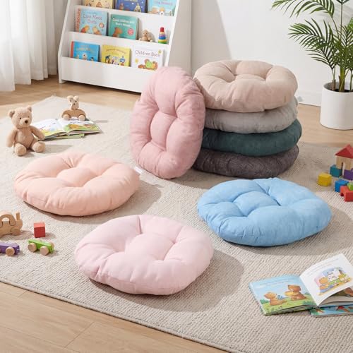 Fumete 8 Pcs 16 Inch Round Floor Cushions for Kids and Toddlers, Flexible Seating Classroom Furniture Floor Pillow for Home, Daycare, Preschool, Yoga and Meditation (Neutral) - color: Neutral