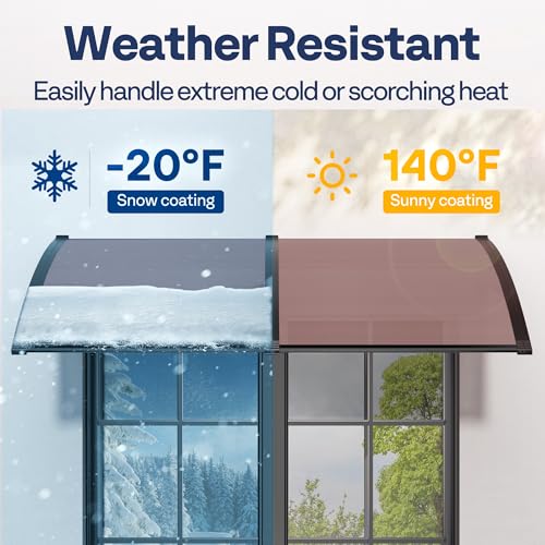 VIVOHOME Polycarbonate Window Door Awning Canopy Brown with Black Bracket 40 Inch x 160 Inch - color: Brown, size: 40 Inch X 160 Inch