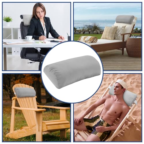 Headrest Pillow for Patio Chaise Lounge, 2 Packs Head Pillow with Elastic Band for Zero Gravity Lounge Chair, Head Neck Rest Pillow Lumbar Pillow, Light Gray - color: Light Gray