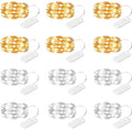 Brightown 12 Pack Led Fairy Lights Battery Operated String Lights Waterproof Silver Wire 7 Feet 20 Led Firefly Starry Moon Lights for DIY Wedding Party Bedroom - color: Warm White & White, size: 12 Pack