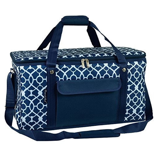 Picnic at Ascot 64 Can Capacity Heavy Duty Collapsible Leakproof Cooler- Designed & Quality Approved in The USA - color: Trellis Blue