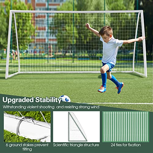 Soccer Goal, 12FT x 6FT/6FT x 4FT All-Weather Soccer Net with Frame, Quick Set-Up, Resilient Netting, Portable Soccer Goals for Backyard School Kids Soccer Training - size: 12FT x 6FT