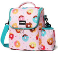 Reusable Lunch Bags Insulated Cooler Lunch Box Tote 7.5L Pink Donut Bento Bags With Side Water Bottle Pockets Removable Adjustable Strap - color: 7.5L Pink Donut