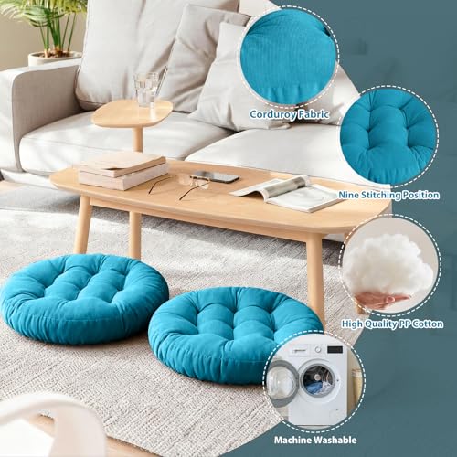 Tiita Outdoor Cushions Square Floor Pillow Thicken Tufted Seat Pad Large Floor Cushion for Yoga Meditation Living Room - color: Round|blue, size: 1 Count (Pack of 1)