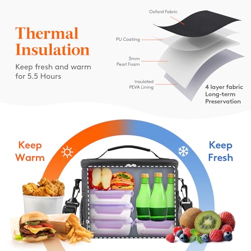 Lifewit Reusable Insulated Lunch Bag, Portable Cooler Freezable Soft Lunchbox Leakproof with Adjustable Shoulder Strap for Men Women Adult for Work Picnic or Travel, 15L 24 Can, Black - color: Black, size: Large(15l)