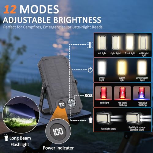Camping Lantern LED Rechargeable - up to 120+ Hours, 10000mAh Portable Camping Lights with Redlight &12 Light Modes, LCD Display, Dimmable, Waterproof, Camping Lanterns for Power Outages, Hurricane - color: 1PCS