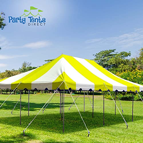 Party Tents Direct 20'x 30' Weekender Canopy Pole Tent with Sidewalls - Easy Up Canopy Tent with 120 Person Capacity - Outdoor Canopies for Parties, Weddings, and Events (Yellow/White) - color: Yellow, size: 20' x 30'