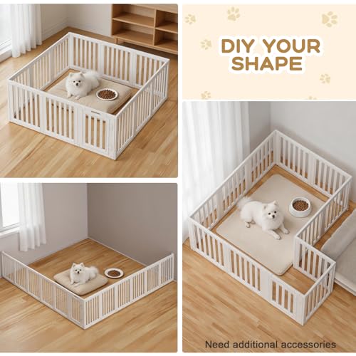 Dog Playpen, Clear Dog Pen, Dog Pen Indoor, Easy to Install and Remove Dog Play Pen, Puppy Playpen Suitable for Dogs, Cats,Dog Playpen Indoor (White, 23.6 inch Height, 12 Panels) - color: white, size: 23.6"Height