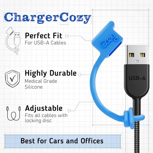 Cozy USB Caps Covers/Tether for USB A Cable with Dust Protection, Protects During Travel, Portable, Designed by Cozy (USB A Multi) - color: USB-A (2) - MULTI