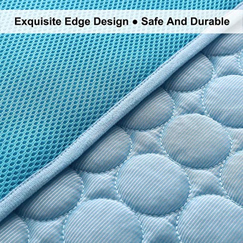 Coppthinktu Cooling Mat for Dogs Summer Dog Pad for Small Medium Large Dogs Cats, Pet Ice Silk Blankets Sleeping Mat, Outdoor Dog Self Cooling Crate Sleep Mats Washable Portable - color: Blue, size: S 19.7" x 15.7"