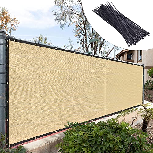 Royal Shade 4' x 12' Beige Fence Privacy Screen Windscreen Cover Netting Mesh Fabric Cloth - Cable Zip Ties Included (We Make Custom Size) - color: Beige, size: 0 4' x 1 2'
