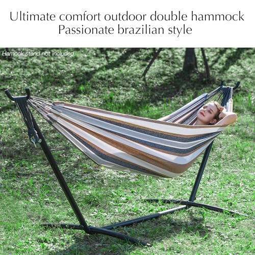 PNAEUT Double Hammocks for Outside, Replacement Outdoor Tree Hammock for Indoor Patio Porch Garden (Coffee, Medium) - color: Coffee, size: Medium