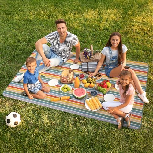 Carstens, Inc. Easy Pack Water Resistant Sandproof Woven Picnic Blanket, Lightweight Foldable Outdoor Camping Beach Mat, Large 60"x80", Day at The Beach - color: Day at the Beach
