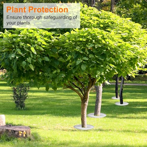 HARFINGTON 2pcs Tree Mulch Ring 40.2 Inch Non-Woven Round Tree Protector Weed Barrier Mat Plant Cover Rings for Weed Grass Control Root Protection, Silver - size: 40.2