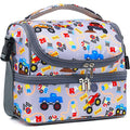 FlowFly Double Decker Cooler Insulated Lunch Bag Large Tote for Boys, Girls, Men, Women, With Adjustable Strap (Truck) - color: Truck