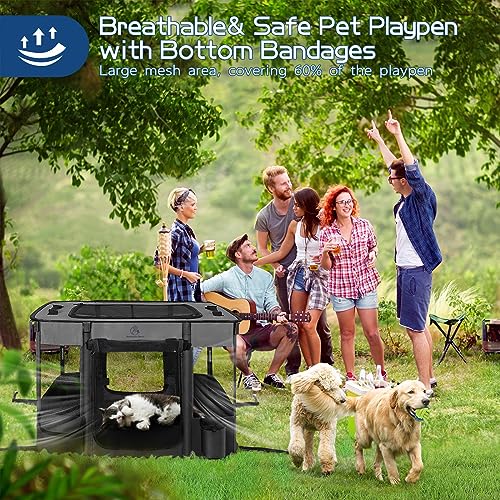 40x32x24 Inches Dog Playpen,Pet Playpen,Foldable Puppy Cat Playpen,Portable Exercise Kennel Tent Crate,Water-Resistant Breathable Shade Cover,Indoor Outdoor Travel Camping Use for Small Animals(L) - color: Grey, style: Large(40"*32"*24")