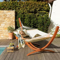 ECOTOUGE 14 FT Hammock with Stand, 2 Person Heavy Duty Hammock Stand, Large Hammock Bed for Porch, Patio, Balcony, Garden, Backyard, White-Yellow - size: 14ft