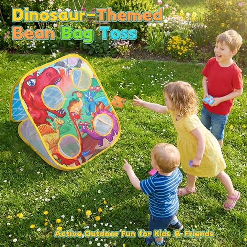 Bean Bag Toss Game for Kids - Cornhole Board Outdoor Toys for Toddlers -Party Activities Carnival Outside Yard Backyard Beach Lawn Games Toy for Kid Boys Girls Age 3 4 5 6 7 8 Year Old Birthday Gifts - style: Dinosaur