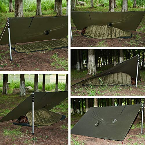onewind Hooded Rain Poncho, Silnylon Rain Coat Versatile Survival Shelter Waterproof Breathable Lightweight Poncho - color: Od Green-89"*56" (226cm*142cm), size: Small