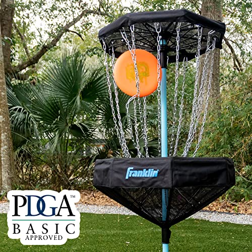 Franklin Sports Disc Golf Baskets - Portable Disc Golf Target with Chains Included - Disc Golf Basket Stand Equipment for Hole + Course Creation - style: Elite Steel Chain