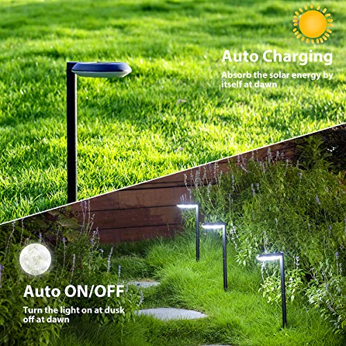 kinna Outdoor Solar Path Lights Waterproof Landscape Pathway Light with 6 White LEDs Garden Lighting Decorative for Patio Driveway Backyard (Black-4 Pack) - color: Black