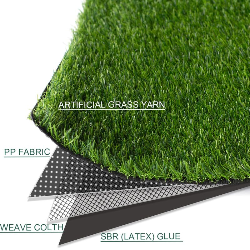 Artificial Grass Turf Rug, 0.7" Fake Grass Faux Thick Outdoor Rug 3FT x 23FT Synthetic Mat Astroturf with Drain Holes for Dogs Garden Lawn Landscape Balcony - size: 3FTX23FT