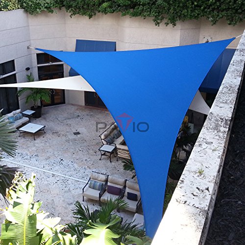 Patio Paradise 2' x 2' x 2' Sun Shade Sail Triangle Canopy Shade Cloth Fabric Sunlight Block Patio Pergola Cover HDPE Deck Awning for Outdoor Backyard Roof Shading, Blue - color: Blue, size: 2' x 2' x 2'