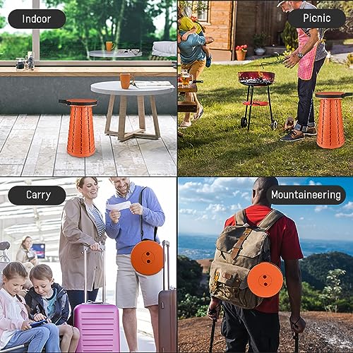 Portable & Lightweight Foldable Camping Chair for Adults, Heavy Duty Folding Stool with Adjustable Shoulder Strap, Perfect for Picnic, Beach, Backyard, and Sporting Events, Max Weight 400lbs - color: Orange