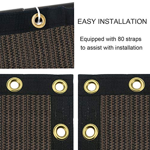 Sunnyglade 6 feet x 50 feet Privacy Screen Fence Heavy Duty Fencing Mesh Shade Net Cover for Wall Garden Yard Backyard (Brown, 6 ft X 50 ft) - color: Brown, size: 6 Ft X 50 Ft