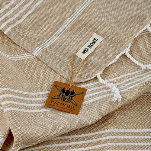 100% Organic Turkish Cotton Beach and Bath Towel, Peshtemal Towel Blanket, Quick Dry Sand Free, Oversized Light Compact, Diamond Weave, Prewashed, 71 x 39 Inches (Light Brown) - color: Light Brown