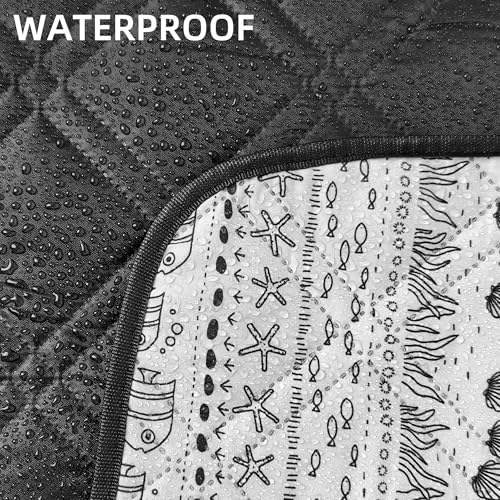 Outdoor Picnic Blanket White Fish 80"x80" Extra Large Sandproof Beach Blanket Waterproof Picnic Blankets Foldable for Caming, Beach, Outdoor Activities. - color: White Fish, size: 80"x80"