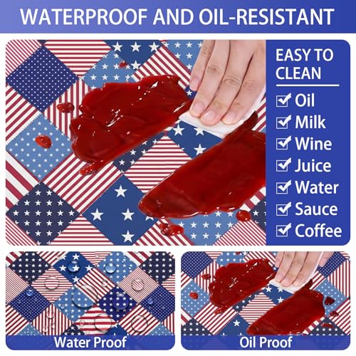 Fitted Waterproof Picnic Table Cover with Bench Covers Elastic 72×30Inch Weather Proof Non Slip Camping Table Clothes for 6Feet Rectangle Tables Campers Summer Fall Travel Hiking Tools Gifts - color: Patchwork American Flag, size: 72" x 30" (Rectangular)