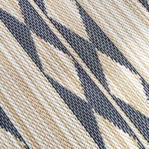 Fab Habitat Striped Non Slip Doormat - Durable, Thin - Recycled Plastic - Entryway, Front Door, Porch, Patio - Cairo - Natural & Black (24" x 36" Non-Slip) - color: Cairo - Natural & Black, size: 2' x 3' (Rectangular)