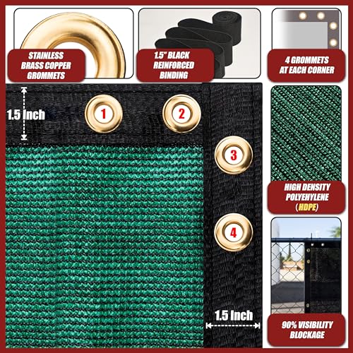 Amgo 4' x 10' Green Fence Privacy Screen, Commercial Standard Heavy Duty Windscreen with Bindings & Grommets, 90% Blockage, Cable Zip Ties Included (We Make Custom Size) - color: Green, size: 0 4' x 1 0'
