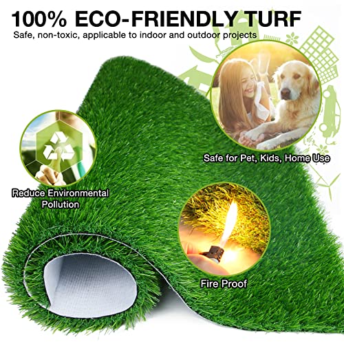 GLOBREEN Extra Soft Artificial Grass Turf Rug 3 FT x 5 FT, High Drainage & Pet Friendly Fake Grass Mat for Dogs, Patio, Balcony, Backyard, Greenery Garden Lawn Decorations for Indoor Outdoor