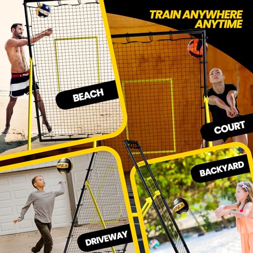 Apex Sports Adjustable Volleyball Rebounder Net 7x4 ft – Bounce Back Training Equipment with Angle Customization for Practicing Volleying, Bumping, Spiking – Durable & Portable with Travel Bag