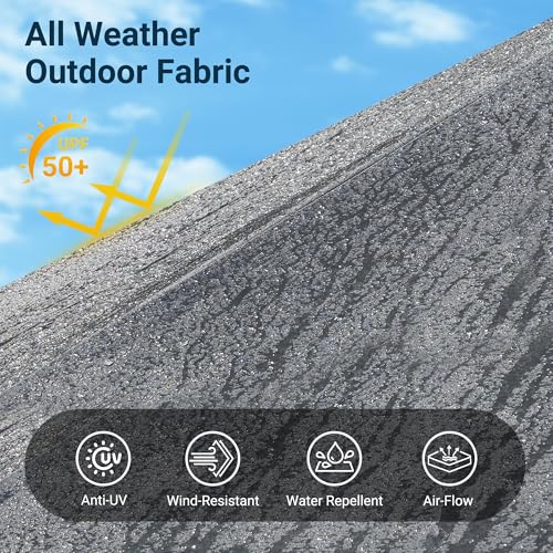 HOOOWOOO Outdoor Patio Umbrella With Solar Light,15 Ft Large Beach Umbrella,UV Protection Picnic Market Parasol Sunshade W Base Crank Handle For Backyard Deck Pool Shade - color: Charcoal Gray