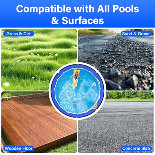 12FT Round Pool Liner Pad for Above Ground Pools, 165 GSM Thickened Puncture-Resistant Under Mat (13FT Actual), Heavy-Duty Underlayment with Metal Grommets - size: R12FT