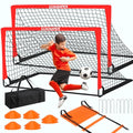 Kids Soccer Goals for Backyard, 2 of 6 x 4 ft Kids Soccer Goal Set Soccer Net with 10 Soccer Cones, Agility Ladder & Carry Bag, Portable Soccer Training Equipment. - color: Red